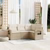 Vidaxl 4-Cz. Gartenmöbel-Set mit Kissen, Beige, Polyrattan
