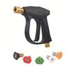 Pistolet do myjki wysokociśnieniowej 2175 PSI Niebiesko-Czarny Krótka Rączka - Gwint M22-14 Opcjonalna Dysza Szybkozłączka 1/4" Do czyszczenia Samochodu