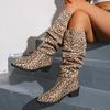 2024 High Quality Women's Shoes Slip-on Women's Boots Fashion Leopard Print Modern Boots Women Winter Plus Size Knee-High Boots
