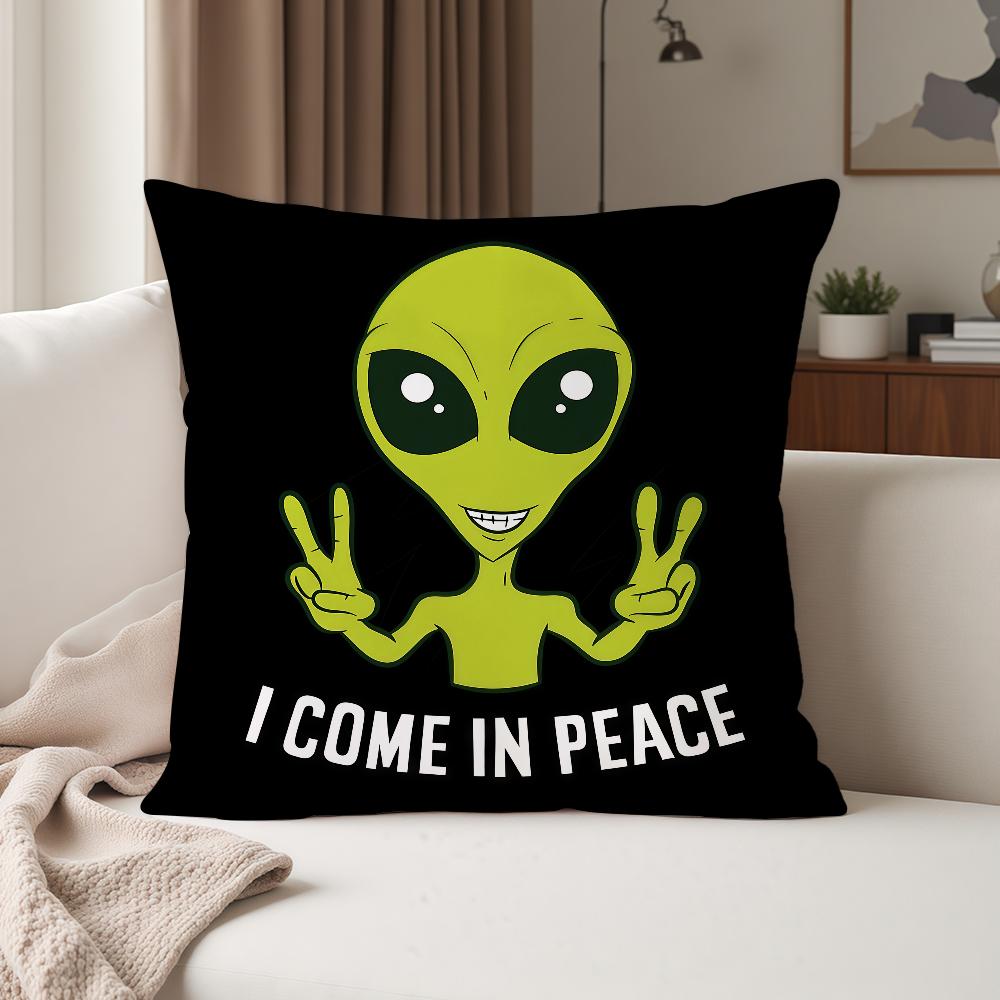 UFO We Come To Party Funny Alien Pillow Case Suitable For Bedrooms Living Rooms Cars Home Decoration
