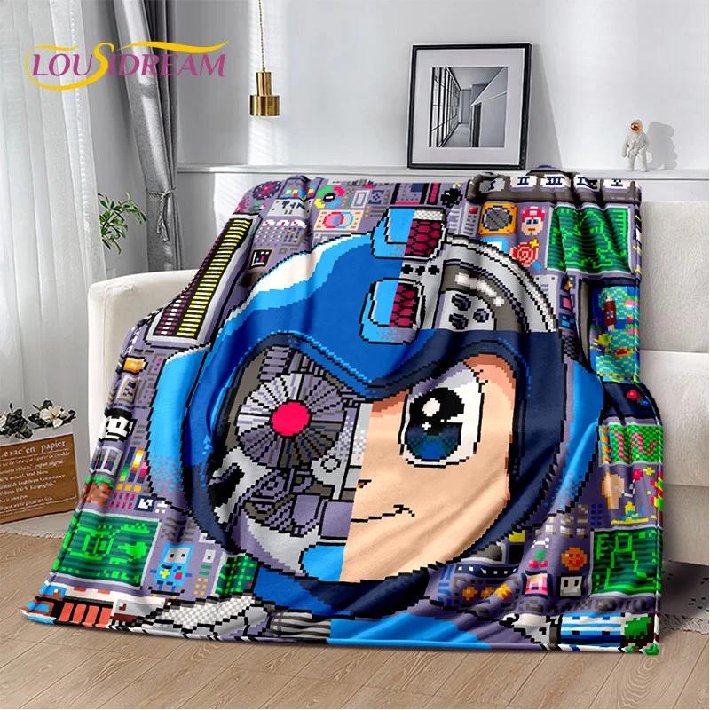 Retro Cartoon Rockman Mega Man Game Soft Blankets,Keep Warm Throw Blanket Comfortable Blanket for Picnic Beds Sofa Home Bedroom