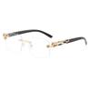 2025 Frameless Cut-Edge Men's Sunglasses with Leopard Temple - European & American High-End Trend