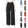 Fashion Women's Casual Solid Color Pocket Loose Slim Straight Suit Pants