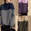 Retro-Farbe, Colorblock Rollkragen Strickpullover, Lockerer und Entspannter Schnitt, Perfekt zum Überziehen über einen Pullover.