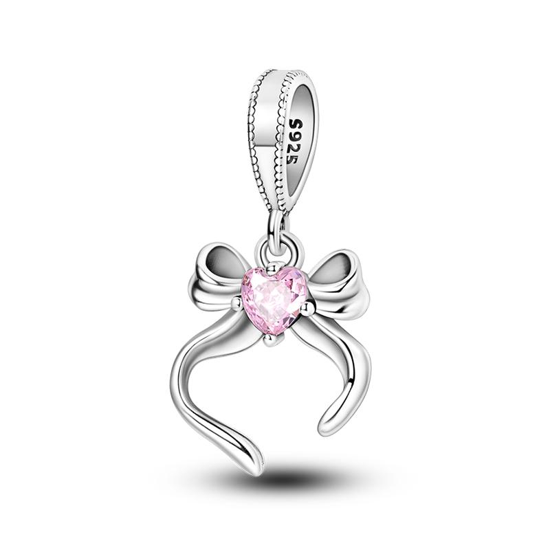 925 Silver Color Cat Bear Elephant Rabbit Cute Pink Animal Charms Bead Fit 925 Original Bracelets Fine DIY Jewelry Gifts