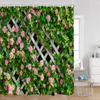 Vintage European Style Street View Shower Curtain Street View Old Stone Wall Plant Bathroom Curtain Bath Decoration