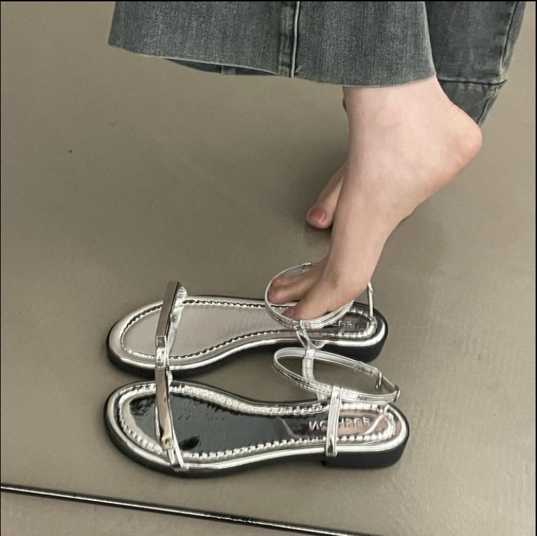 Mode 2025 Designer Été Bout Ouvert Femmes Sandales Plates Mode Extérieur Plage Robe Gladiateur Sandalias