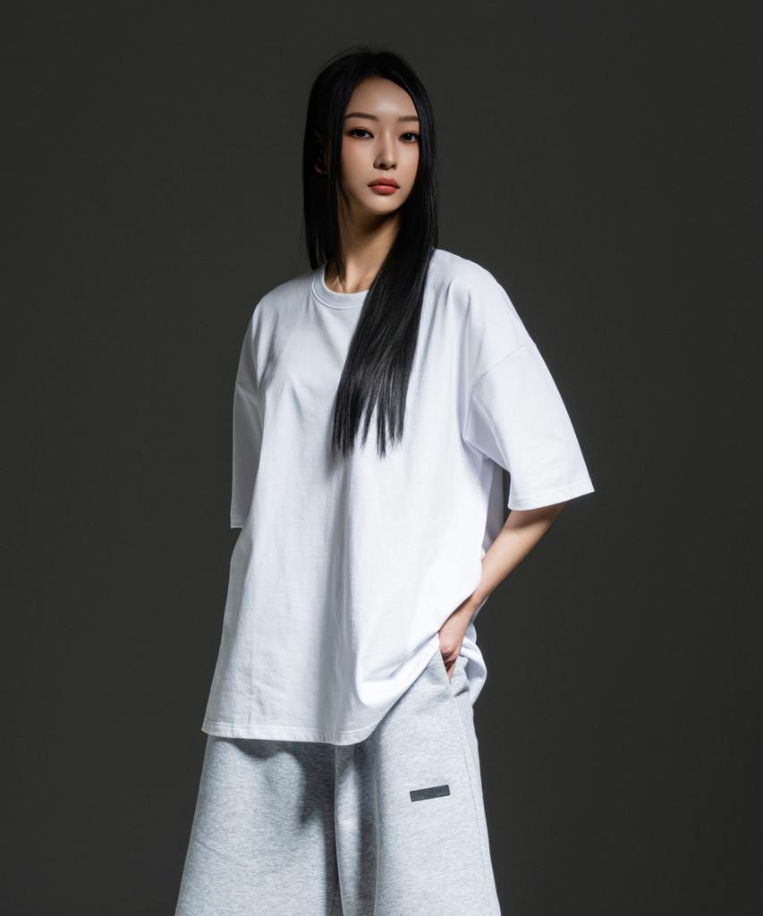 Eosendeo Plain Back Detail Cut Oversized Short Sleeve 2 Colors