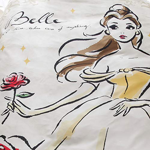Disney Beauty and the Beast Belle 3 Piece Duvet Cover Set Pillowcase Sheets Duvet Cover for Beds and Futons Single SB-118