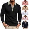 Men S Long Sleeve Polo Shirt Slim Fit Patch Pocket Casual