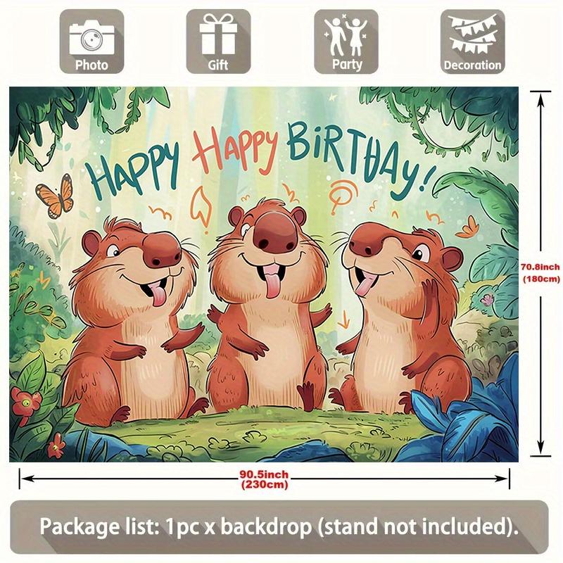 1 Capibaro Birthday Party Logo - Vibrant Polyester Backing with the Words "Happy Birthday", Birthday Party Decoration