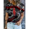 Rolig dam-t-shirt Ormgrafiskt tryck Sommar Rund hals Kortärmad Topp Utomhus Casual T-shirts Dam Oversized Kläder