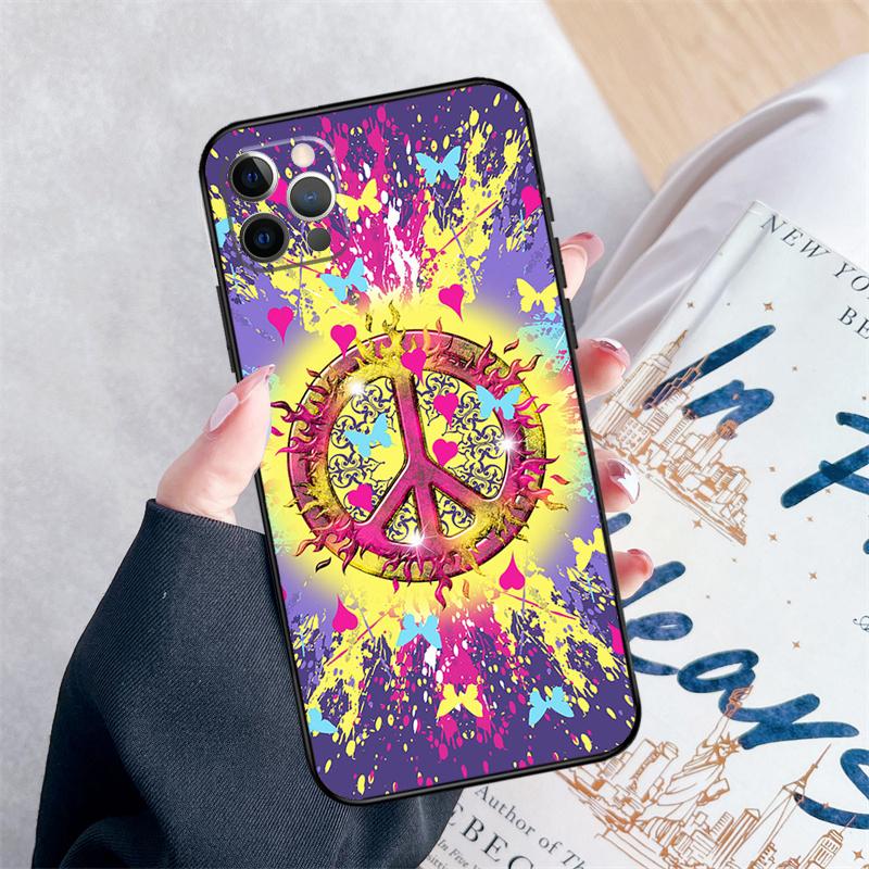 Psychedelic Art Peace Phone Case For iPhone 14 15 16 Pro Max 12 13 Mini 11 Pro Max XR 15 16 Plus 16e Cover Coque