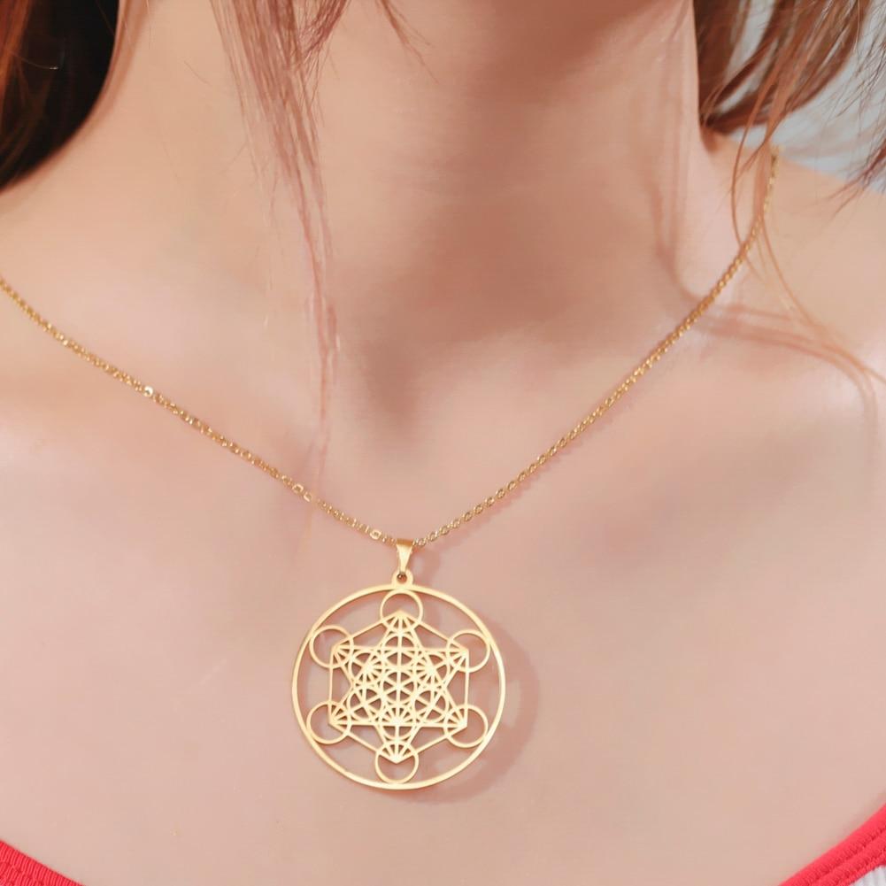 Nerezová ocel Andělské těsnění Archanděl Metatron Náhrdelníky Ženy Muži Geometrické Tajemství Kabbalistů Zahrada Šalamoun Šperky Geometrické Náhrdelníky