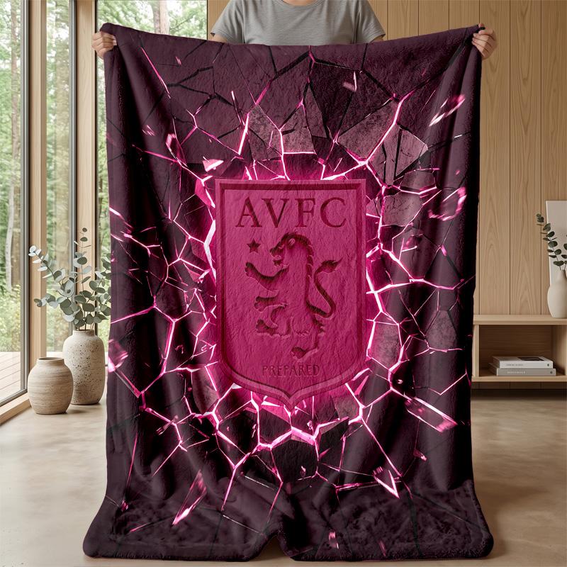 Flanelová deka Aston Villa Football Print, Mäkká teplá ľahká prikrývka na pohovku posteľ kempovanie