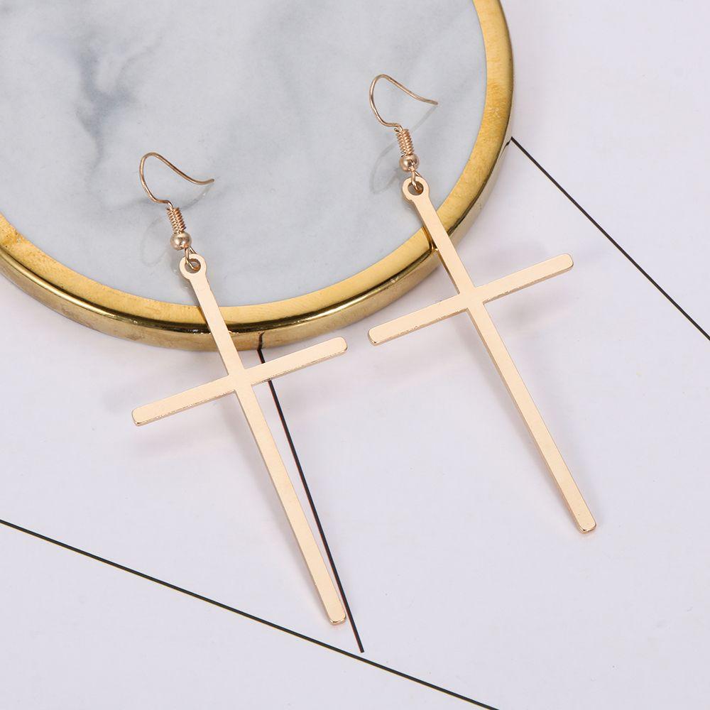Fashion Punk Rock Hip Hop Big Cross Ear Stud Dangle Drop Long Earrings