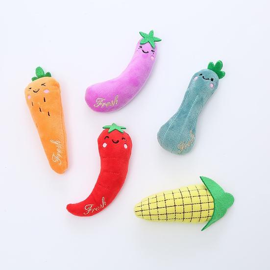 Plush Vegetable Cat Toy Catnip Kitten Teething Toy Vegetable Shape Cat Chew Toy Relieves Boredom for Indoor Cats