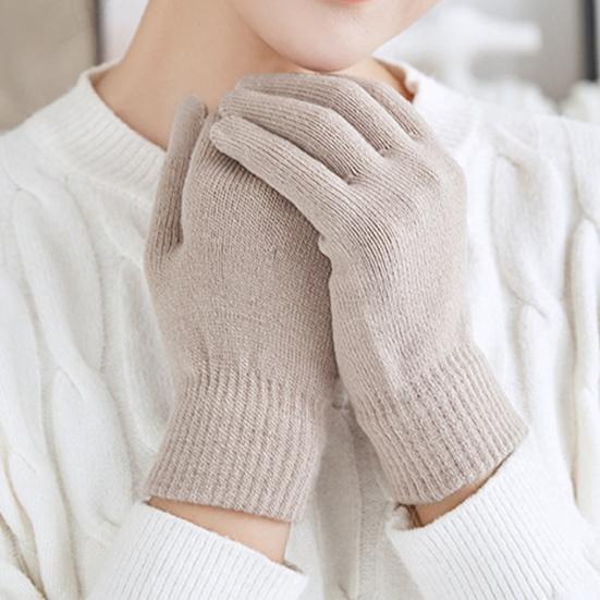 Gants Tricotés d'Hiver Femme Gants Chauds Épaissis Gants de Cyclisme Respirants avec Poignets Élastiques Coupe-vent pour Faire des Courses, Conduire