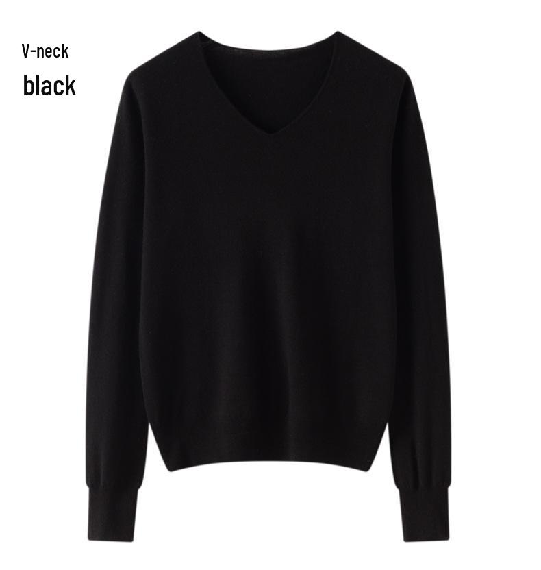 Women's 100% Pure Wool Seamless Knit Sweater - Machine Washable, Round Neck, Autumn Style