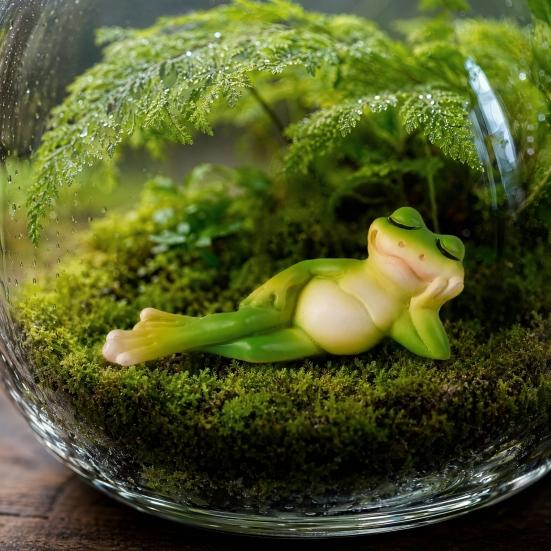 Yangyizhi Micro Landscape Ornament, Mini Frog Violin Playing Statue, Durable Resin Waterproof Hand-Painted Figurines, for Flower Pots Desktop