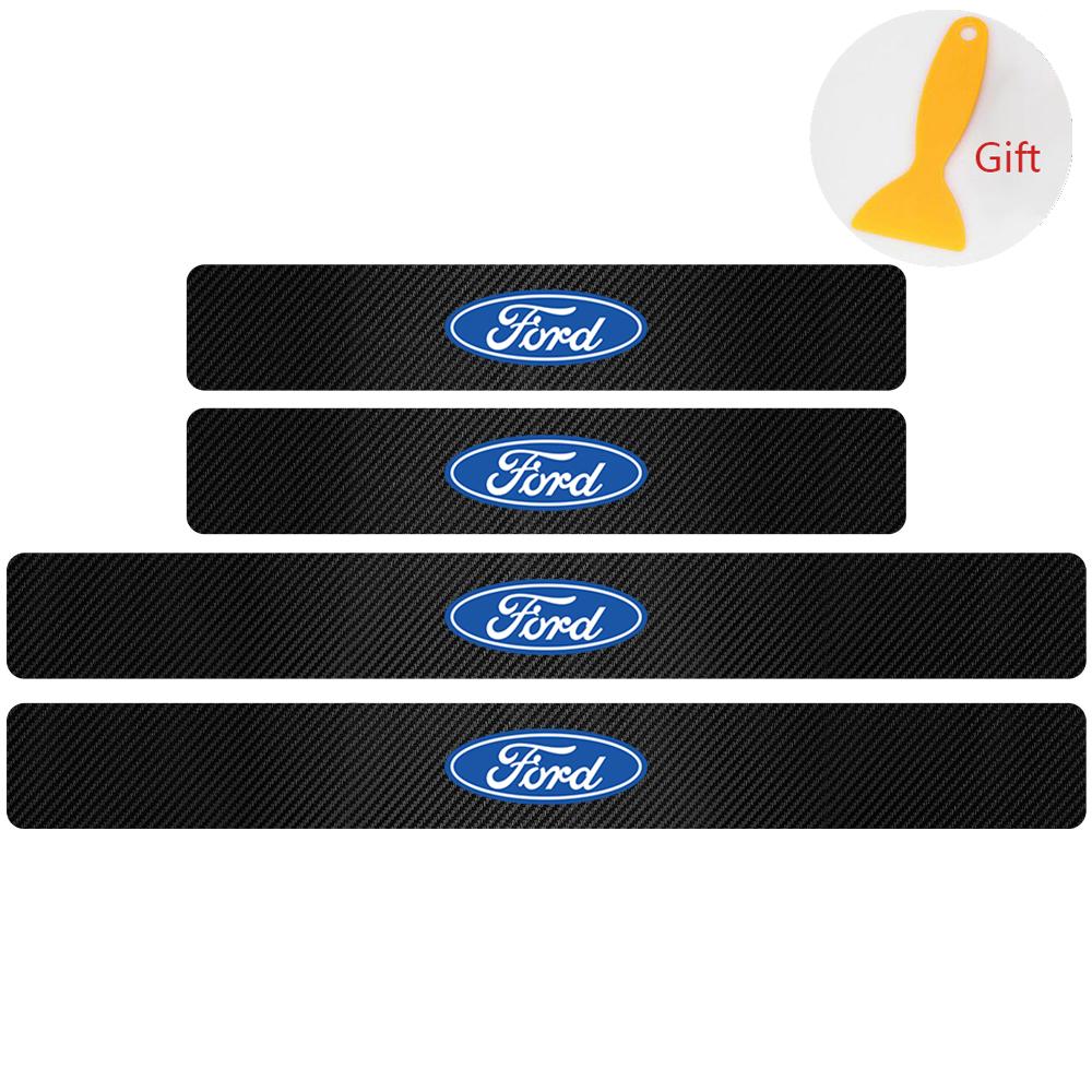 4pcs Car Door Sill Scuff Plate Stickers Center Cover For Ford Focus 2 3 Mondeo Fiesta Fusion Ghia Ecosport Ranger Mondeo Mustang