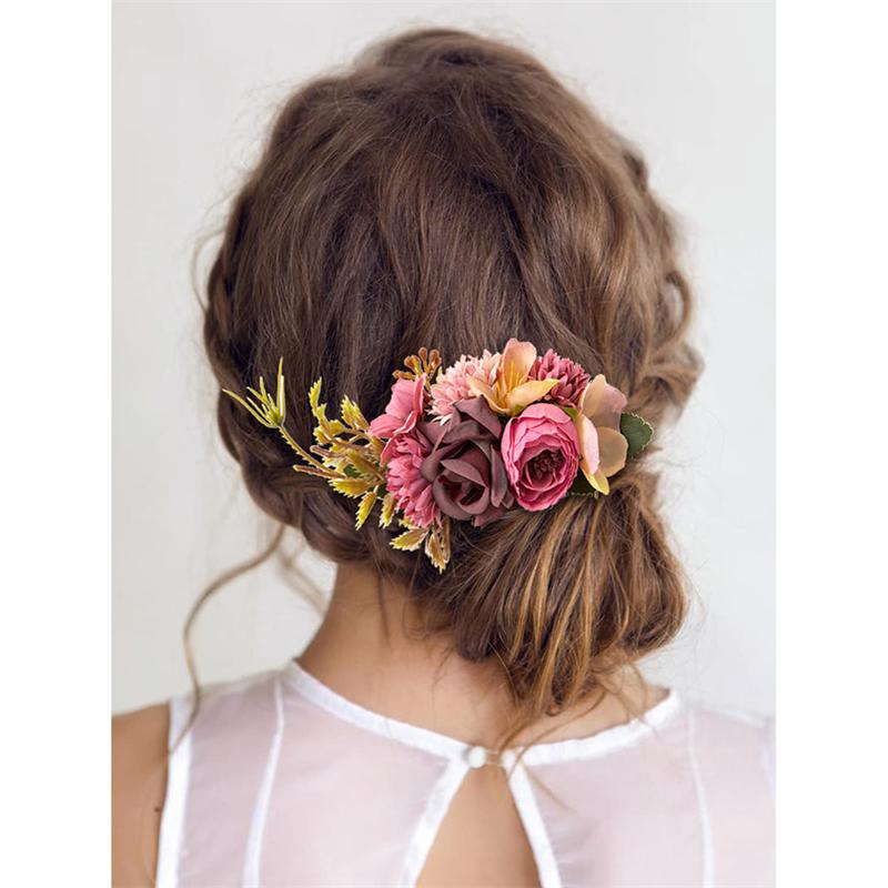 Fabric Flower Hair Combs Women Hair Clips Flora Hairpin For Wedding Bridal Hair Accessories Party Headwear