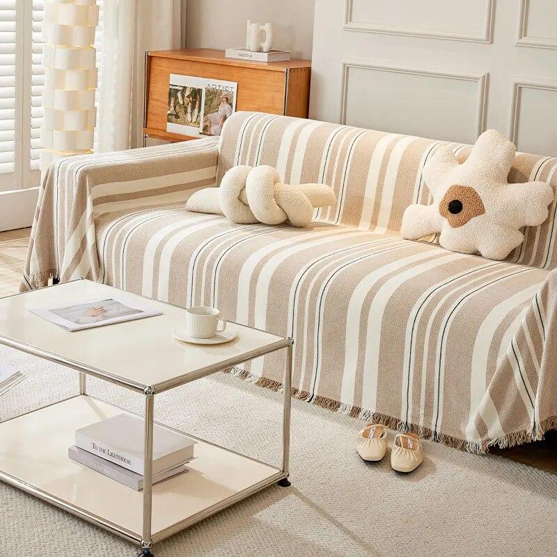 Black Lines Chenille Sofa Cover Cloth Sofa Blanket Cover Full Cover Universal Couch Towel Cover Dust Proof Sofa Cushion Cover