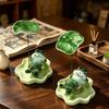 Lotus Leaf Laying Frog Statue Ceramic Frog Car Decor Creative Frog Rotating Toys Home