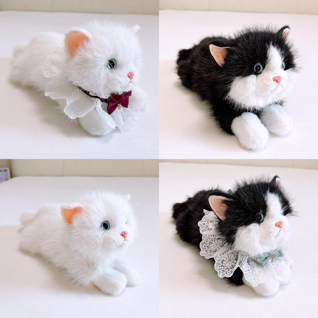 Plush Cat Toy With Bow Shaped Lace Decoration For Children Gift