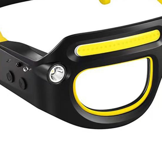 Motion Sensor LED Headlamp Glasses 5 Lighting Modes Rechargeable Strobe Light Safety Glasses Hands-Free Waterproof Head Light for Night Cycling