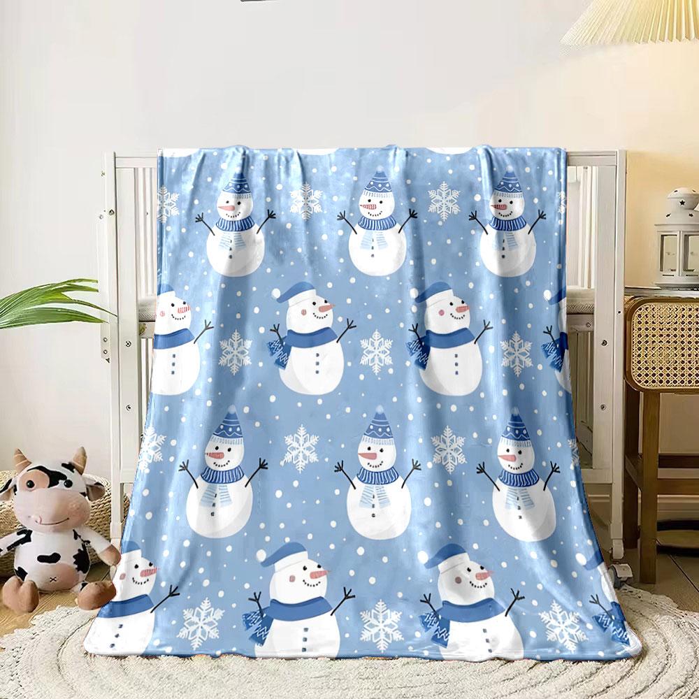 Snowman and Snowflake Pattern Print Blanket Soft and Cozy Perfect for the Living Room Bed Sofa or a Nap,gift
