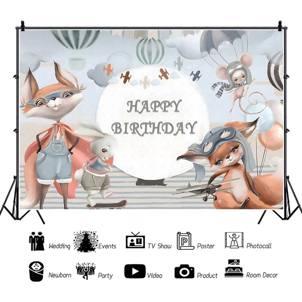 Gepersonaliseerde Schattige Beer Achtergrond Luchtballon Jungle Dieren Fotografie Achtergrond voor Babyborrel Verjaardag Kinderkamer Decoratie