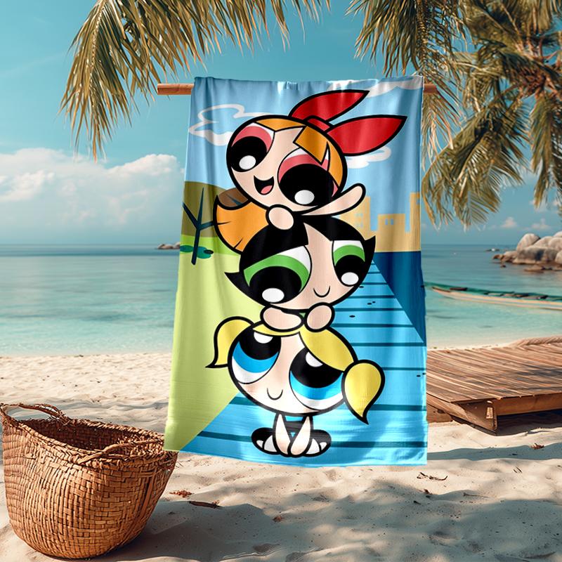 Powerpuff Fashion Beach Towel: Ideal for Summer Adventures Soft, Absorbent and Quick Drying Suitable for Swimming and Bathing