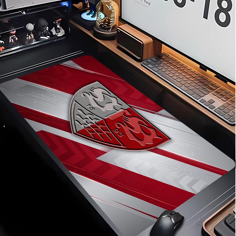 משטח עכבר עם דוגמת כדורגל של VfB Stuttgart לא?משטח עכבר גיימינג מגומי נגד החלקה לשולחן משרד בית