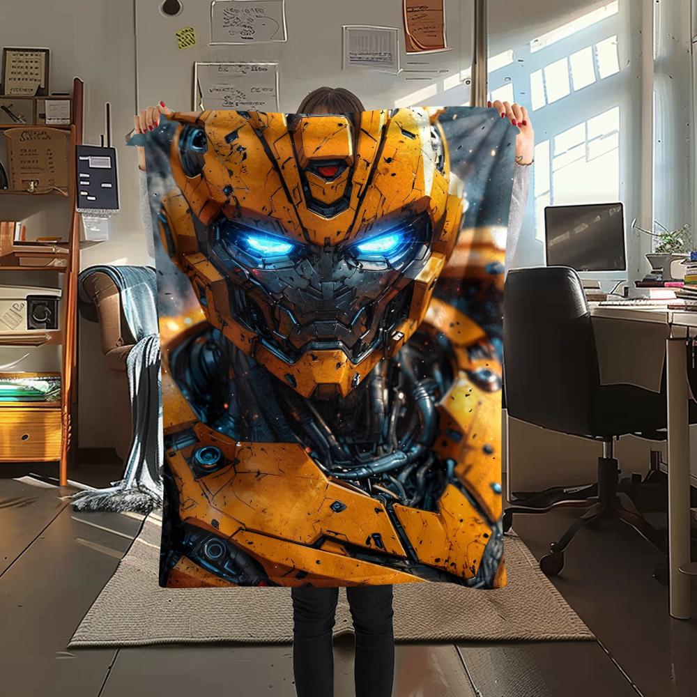 1Pc Bumblebee Print Flannel Blanket, High quality Comfortable for All Seasons, Home Decor, Warmth and Comfort, Perfect for Christmas Gifts