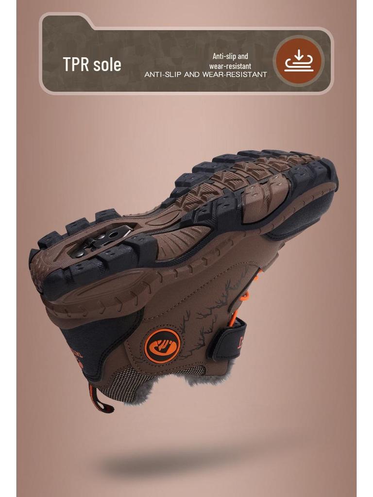 2025 Winter Boys' Non-Slip Large Cotton Shoes with Velvet Lining
