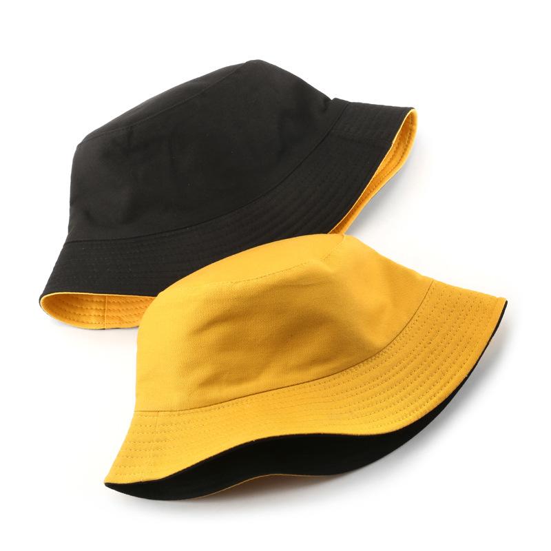 Nová Pánská Dámská Černá Jednobarevná Kbelíková Čepice Oboustranná Unisex Jednoduché Baretky Hip Hop Gorros Panama Klobouk Plážový Rybářský Boonie Klobouk Proti Slunci