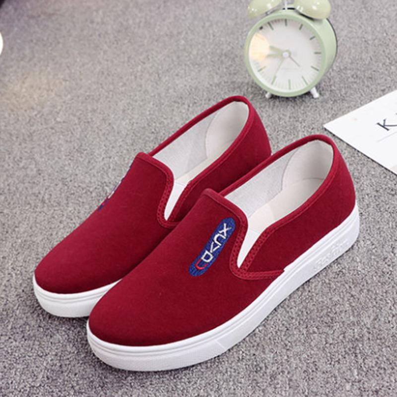 Sapatos Femininas Women Cute Round Toe Black Canvas Anti Skid Spring Slip On Loafers Student School Blue Shoes Ab121