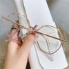 Women Fake Glasses Anti-blue Light Large Frame Glasses Transparent Lens Metal Frame Oversize Eyeglasses UV400 Protection Eyewear