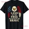 America US Flag Eagle Land of the Free Because Brave T Shirt Vintage Washed Casual Breathable Stylish Soft Fashion Graphic