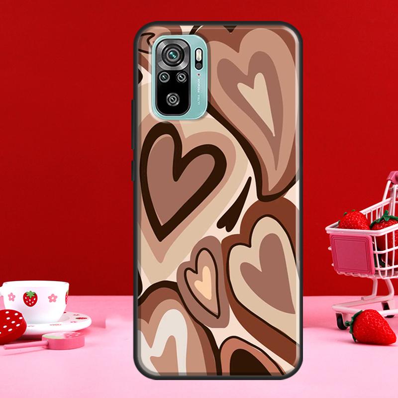 Braunes Lila Herzen Wirbelmuster Hülle Für Xiaomi Redmi Note 11 Pro Note 10 9 8 Pro 11S 9S 10S Hülle Für Redmi 10 9 9A 9C 9T