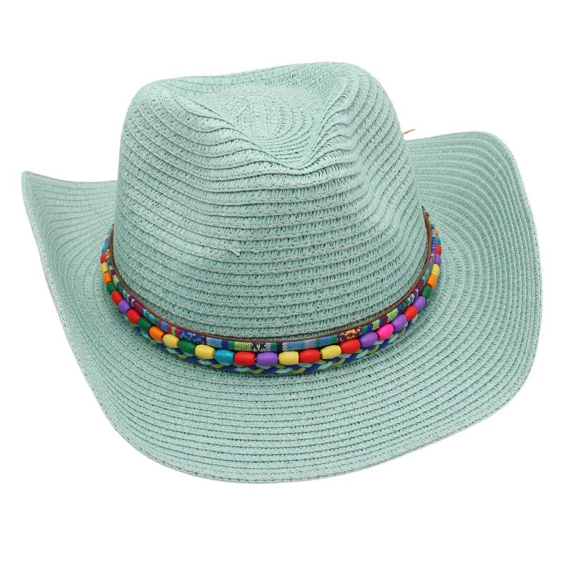 Colorful Beaded Beach Hat Ethnic Style Cowboy Straw Hat Panama Sun Protection Sun Hat Spring Summer Spanish Jazz Hat