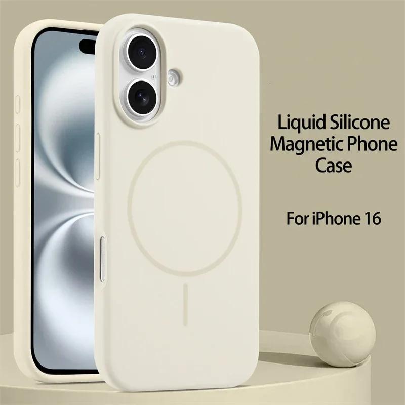 Original Liquid Silicone Magnetic Case For iPhone 15 16 Plus 14 11 12 13 16 Pro Max Magsafe Wireless Charge Protector Soft Cover