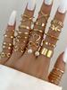 28pcs Fashion Ring Set for Women Heart Shaped Design Geometric Bohemian Element Accent Ring Daily Wear Dating Party Jewelry 2026