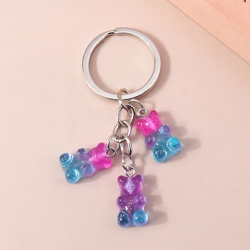 Cute Resin 3D Bear Keychain Charms Animal Keyrings Pendant for Women Girls Handbag Charms  Car Keyholder DIY Jewelry Accessories
