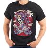 Traditional Skeleton Bone Geisha Flower Mask Womens or Mens Crewneck T Shirt Tee
