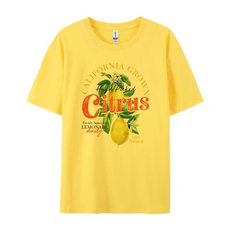 Women Retro Aesthetic Citrus TShirts Cute Lemon Fruit T Shirt Short Sleeve Loose Botanical Tshirt Vintage Cottagecore Clothes