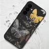 Plating Lens Golden Butterfly Pattern Case For Samsung Galaxy A56 A17 A26 A16 A36 A55 A54 A53 A15 S24 S25 FE S25 S22 S23 Ultra Plus Lanyard Soft Cover