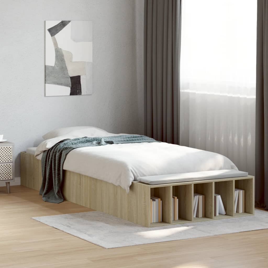 Vidaxl Rama Łóżka, Dąb Sonoma, 75X190 Cm, Materiał Drewnopochodny