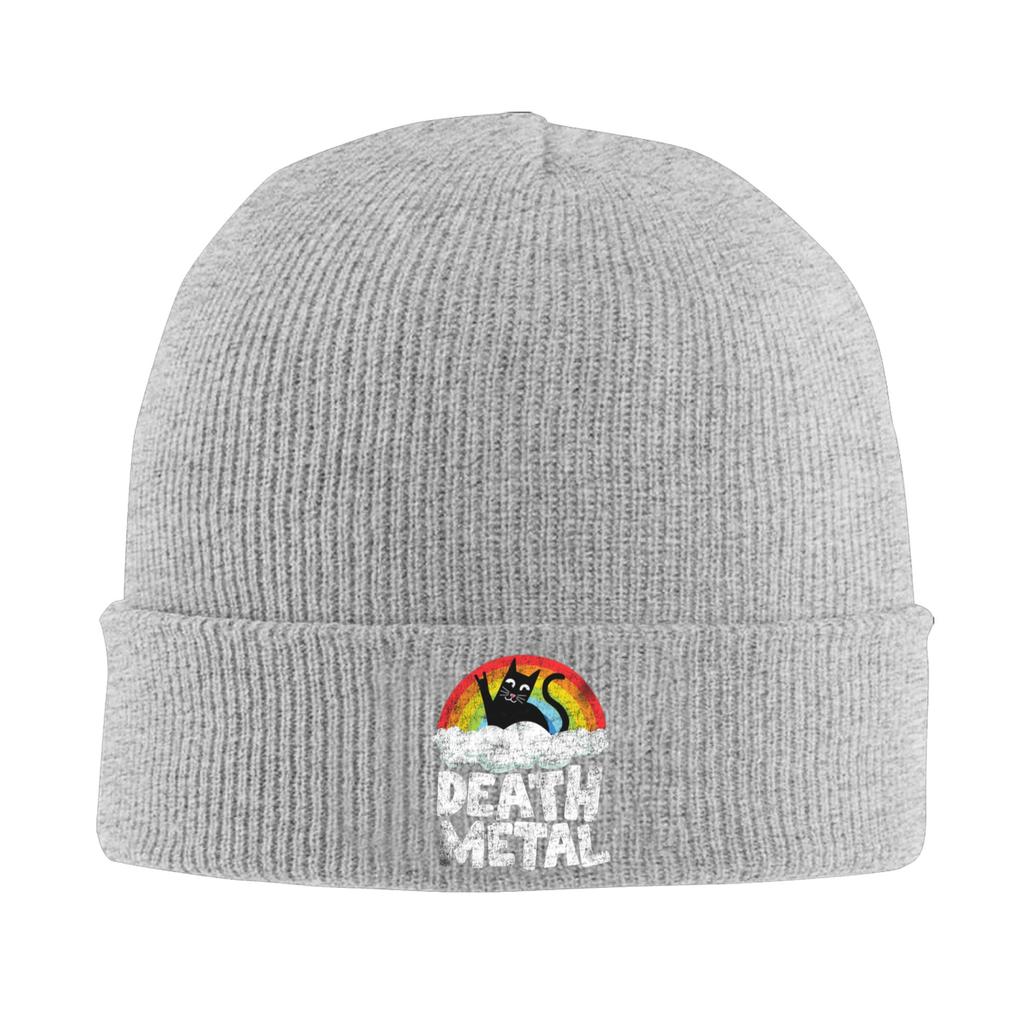 Funny Death Metal Cat Gift Rainbow Heavy Metal Warm Knitted Cap Winter Knit Bonnet Hat Skullies Beanies Hip Hop Caps for Unisex